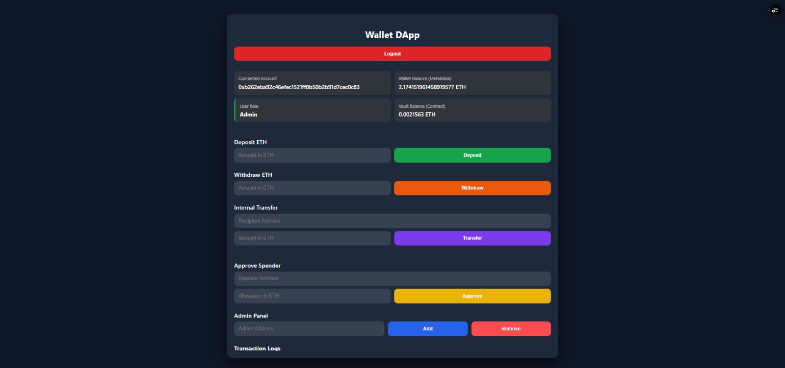 Block-Funding Dapp screenshot